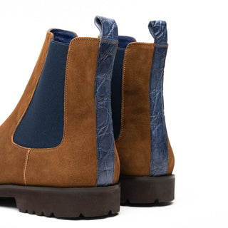 Zelli Italia Gianna Men's Shoes Cognac Suede Leather Chelsea Boot (ZEL1070)