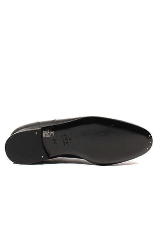 Gucci Men's Designer Shoes Black Pebbled Leather Oxfords (GGM1542)