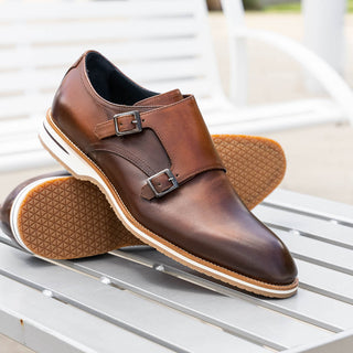 Zelli Italia Legerra Men's Shoes Brown Calf-Skin Leather Monk-Strap (ZEL1075)