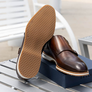 Zelli Italia Legerra Men's Shoes Brown Calf-Skin Leather Monk-Strap (ZEL1075)