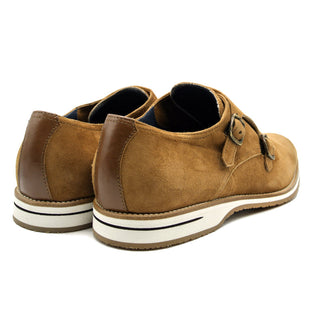 Zelli Italia Legerra Men's Shoes Cognac Goat-Skin Suede Monk-Strap (ZEL1073)