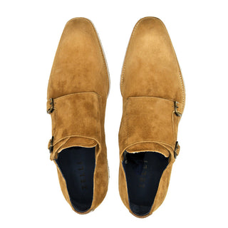 Zelli Italia Legerra Men's Shoes Cognac Goat-Skin Suede Monk-Strap (ZEL1073)