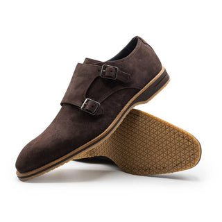 Zelli Italia Legerra Men's Shoes Brown Goat-Skin Suede Monk-Strap (ZEL1073)