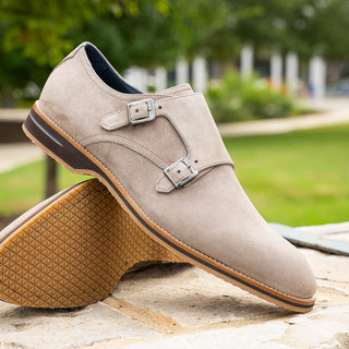 Zelli Italia Legerra Men's Shoes Sand Goat-Skin Suede Monk-Strap (ZEL1073)