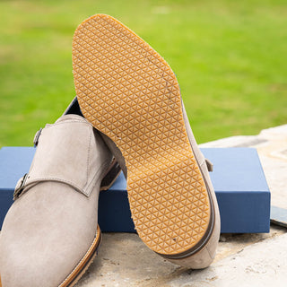 Zelli Italia Legerra Men's Shoes Sand Goat-Skin Suede Monk-Strap (ZEL1073)