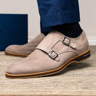 Zelli Italia Legerra Men's Shoes Sand Goat-Skin Suede Monk-Strap (ZEL1073)