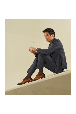 Magnanni 20120 Sanchez II Two-Tone Brown Grabado Embossed / Leather Oxfords (MAGS1004)