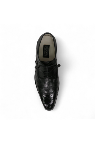 Fennix Designer Shoes Men's Hornback Crocodile/Ostrich Black Oxfords (FXS103)