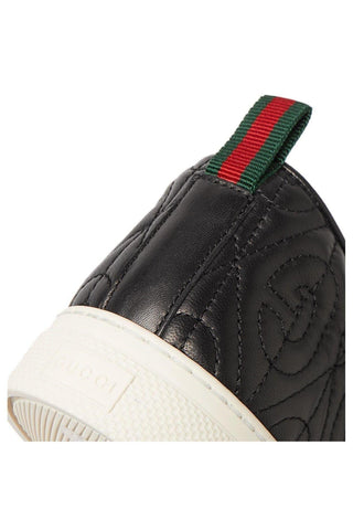 Gucci Dublin Men's Quilted Sneakers Black Leather Slip-On Shoes (GGM1709)
