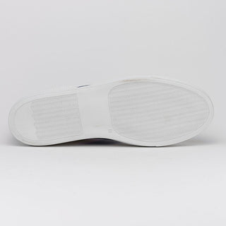 Zelli Italia Olympias Men's Shoes White & Navy Crocodile Skin / Calf-Skin Leather Sneaker (ZEL1057)