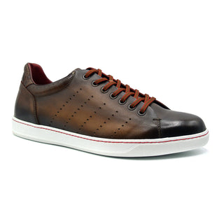 Zelli Italia Russo Men's Shoes Brown Burnished Calf-Skin Leather Sneaker (ZEL1050)