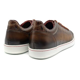 Zelli Italia Russo Men's Shoes Brown Burnished Calf-Skin Leather Sneaker (ZEL1050)