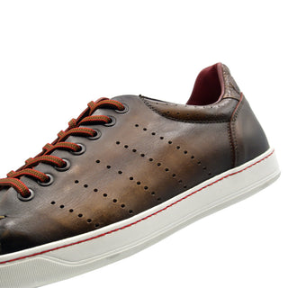 Zelli Italia Russo Men's Shoes Brown Burnished Calf-Skin Leather Sneaker (ZEL1050)