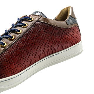 Zelli Italia Brezza Men's Shoes Red Crocodile Embossed Calf-Skin Leather Sneaker (ZEL1064)
