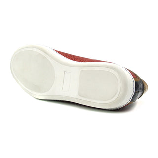 Zelli Italia Brezza Men's Shoes Red Crocodile Embossed Calf-Skin Leather Sneaker (ZEL1064)