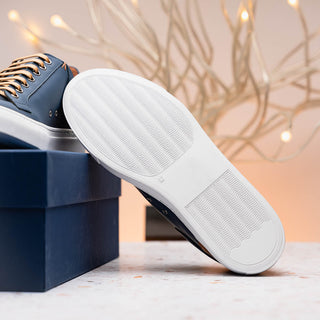 Zelli Italia Diaz Men's Shoes Navy Rubberized Calf-Skin Leather Sneaker (ZEL1062)