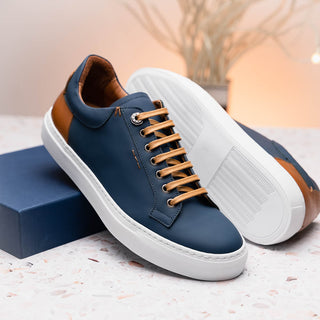 Zelli Italia Diaz Men's Shoes Navy Rubberized Calf-Skin Leather Sneaker (ZEL1062)