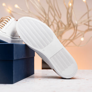 Zelli Italia Diaz Men's Shoes White Rubberized Calf-Skin Leather Sneaker (ZEL1062)