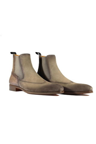 Magnanni 23501 Safari Gray Suede / Patina Leather Chelsea Boots (MAGS1086)