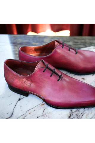 Magnanni 24140 Flamenco Pink Patina Leather Whole-Cut Oxfords (MAGS1096)