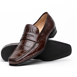 Caporicci 9961 Alligator Penny Loafer Chestnut side