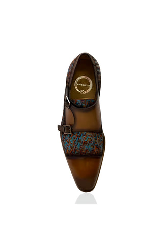 20688 Fabric & Leather Double Monk-Strap-Dellamoda