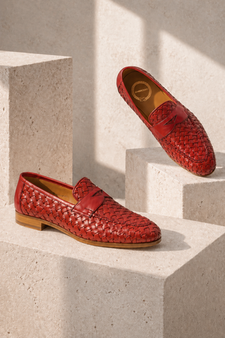 Ambrogio 21101 Woven Leather Penny Loafer-AmbrogioShoes