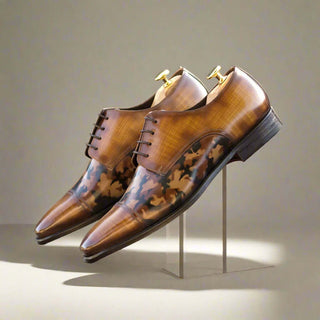 Ambrogio Handmade Men's Shoes Patina Calf-Skin Leather Derby (AMB2602)