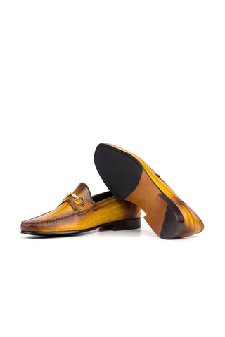 Ambrogio Luxury Cognac Patina Leather Moccasin Horsebit Loafers (AMB2533)-AmbrogioShoes