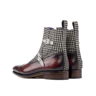 Ambrogio Luxury Men's Shoes Multi Color Houndstooth, Suede and Patina Leather Octavian Boots (AMB2534)-AmbrogioShoes