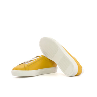 Ambrogio Luxury Men's Shoes Yellow Full Grain Leather Low Top Sneakers (AMB2537)-AmbrogioShoes