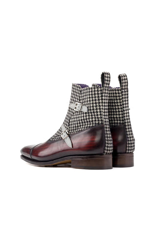 Ambrogio Luxury Multi Color Houndstooth, Suede and Patina Leather Octavian Boots (AMB2534)-AmbrogioShoes
