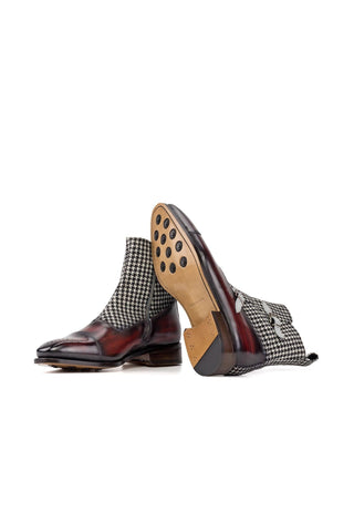 Ambrogio Luxury Multi Color Houndstooth, Suede and Patina Leather Octavian Boots (AMB2534)-AmbrogioShoes