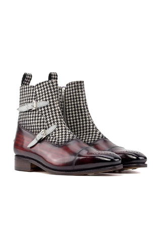 Ambrogio Luxury Multi Color Houndstooth, Suede and Patina Leather Octavian Boots (AMB2534)-AmbrogioShoes