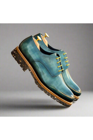 Ambrogio Luxury Turquoise Patina Leather Derby (AMB2536)-AmbrogioShoes