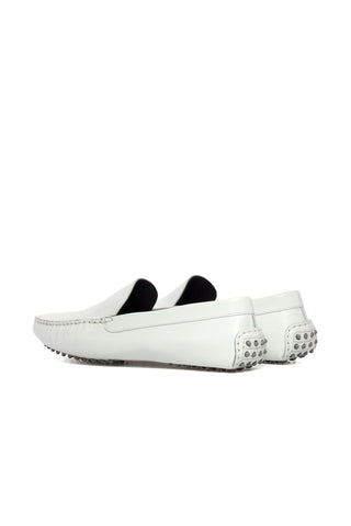 Ambrogio Luxury White Nappa Driver Loafers (AMB2535)-AmbrogioShoes