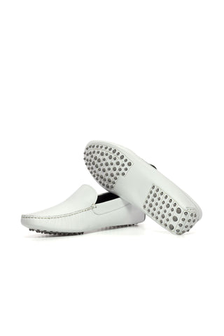 Ambrogio Luxury White Nappa Driver Loafers (AMB2535)-AmbrogioShoes