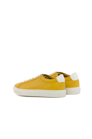 Ambrogio Luxury Yellow Full Grain Leather Low Top Sneakers (AMB2537)-AmbrogioShoes