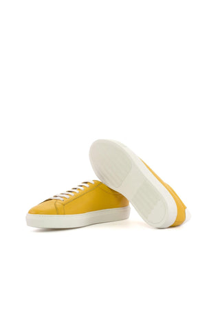 Ambrogio Luxury Yellow Full Grain Leather Low Top Sneakers (AMB2537)-AmbrogioShoes