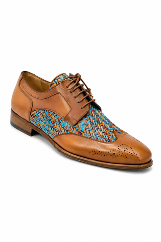 Ambrogio Multi-Color Fabric / Calf-Skin Leather Dress/ Formal Derby (AMZ1010)-AmbrogioShoes