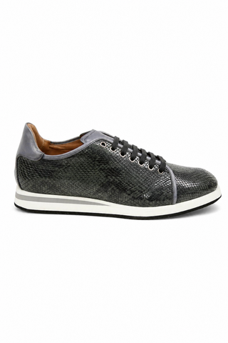 Ambrogio Snake-Embossed Leather Sneakers (AMZ1008)-AmbrogioShoes