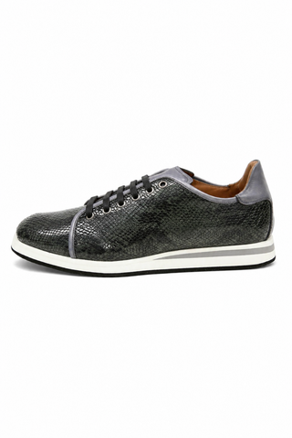 Ambrogio Snake-Embossed Leather Sneakers (AMZ1008)-AmbrogioShoes