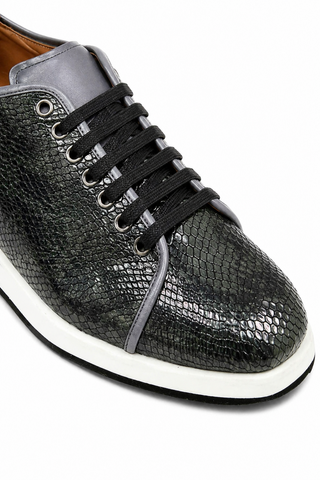 Ambrogio Snake-Embossed Leather Sneakers (AMZ1008)-AmbrogioShoes