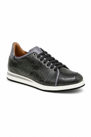Ambrogio Snake-Embossed Leather Sneakers (AMZ1008)-AmbrogioShoes