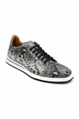 Ambrogio Snake-Print Calf-Skin Leather Sneakers (AMZ1008)-AmbrogioShoes