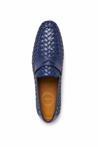 Ambrogio Woven Leather Penny Loafer-AmbrogioShoes