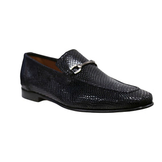 Ambrogio Men's Shoes Black Snake Print Leather Horsebit Loafers (AMZ1015)-AmbrogioShoes