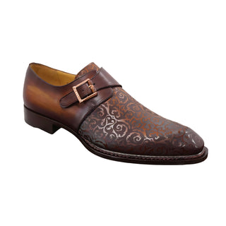 Ambrogio by Mezlan Men's Shoes Cognac Rust Calf-Skin Leather Single Monk Strap (AMZ1014)-AmbrogioShoes
