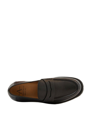Aquatalia Blake Men’s Shoes Tumbled Calf-Skin Leather Penny Loafer (AQ1013)-AmbrogioShoes