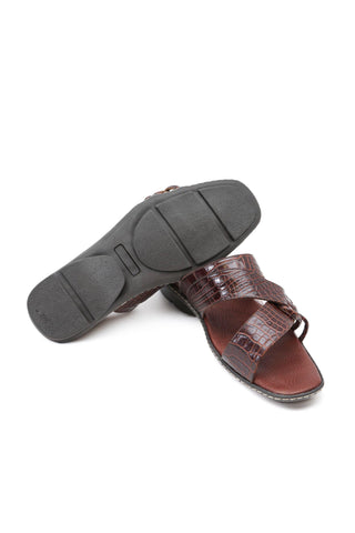 Artioli Elba Crocodile Print Leather Slip-On Sandal (ART1143)-AmbrogioShoes
